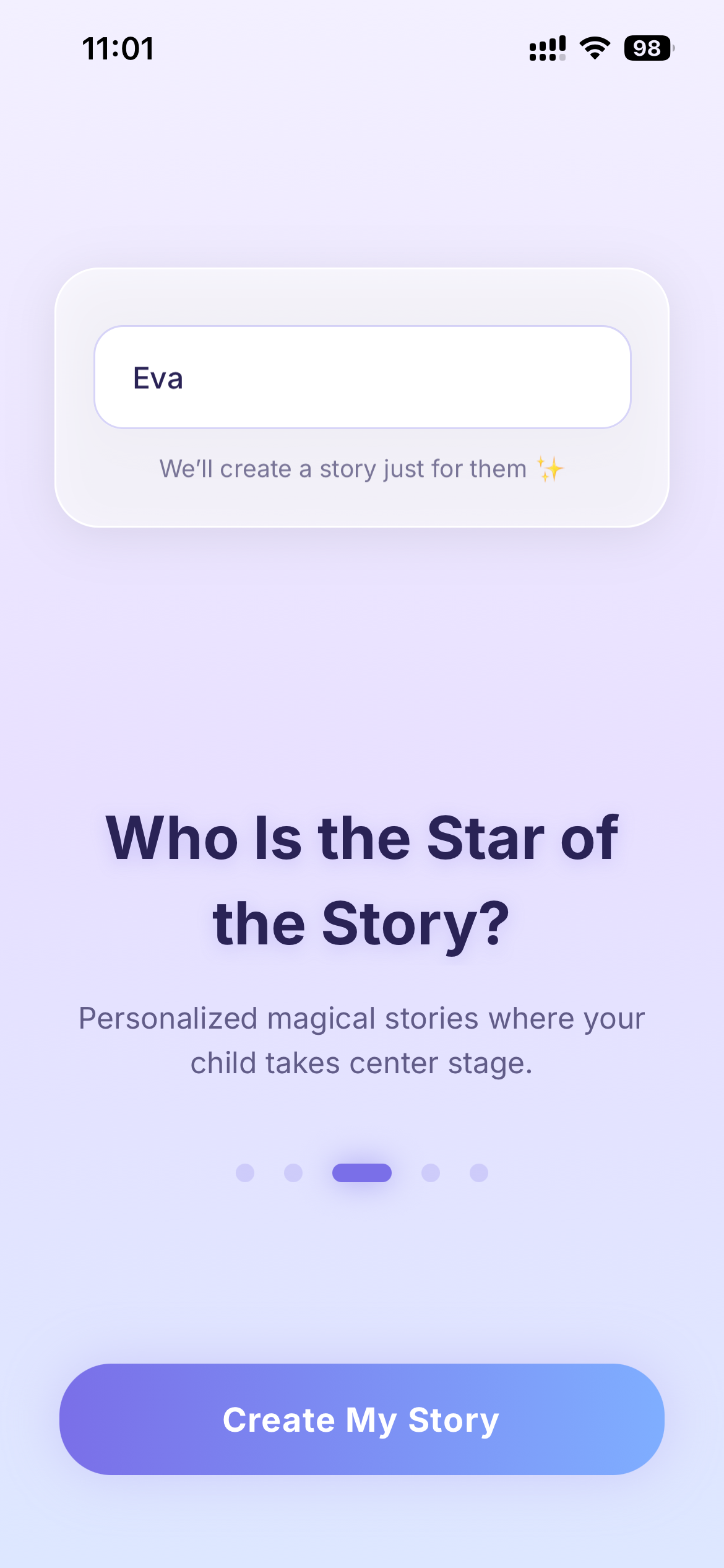Talemoon onboarding: child name