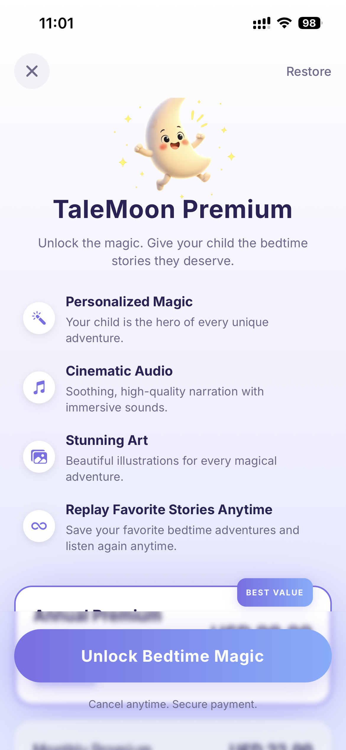 Talemoon Premium paywall benefits